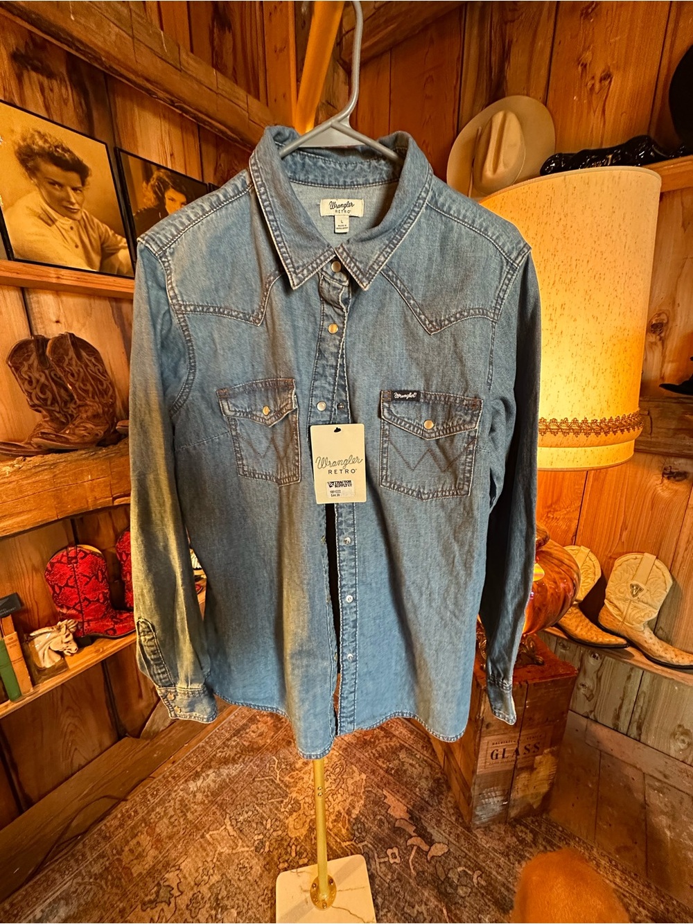 Wrangler Retro Denim Western Shirt - Light Blue